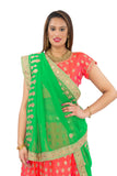 Miss Orange And Bright Green Lehenga- SNT11077