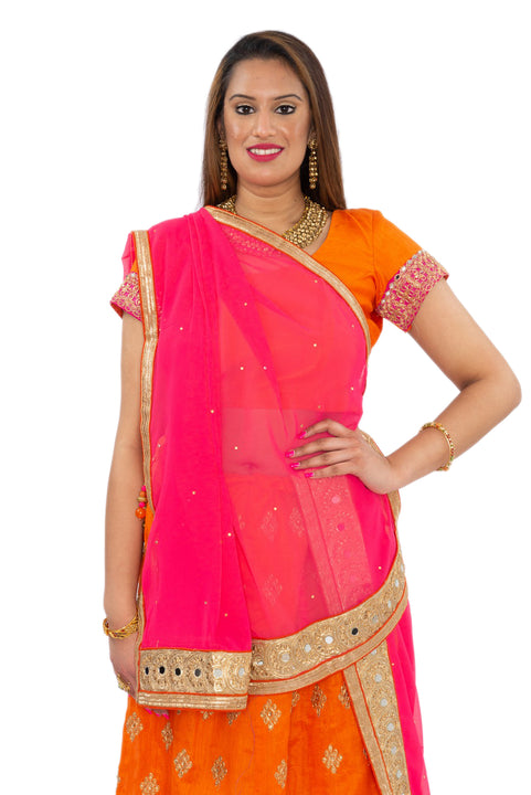 Plush Orange and Pink Lehenga -SNT11075