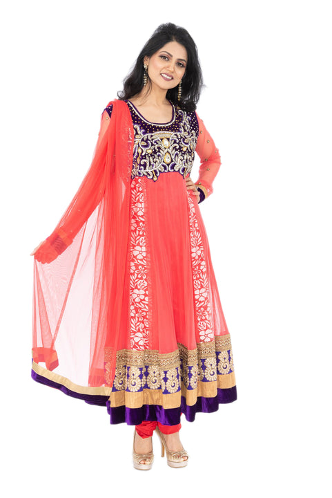 Rich Pink Stonework Anarkali for Wedding Reception