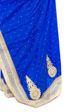 Dazzling Blue Ready-Made Pre-Pleated Sari-SNT10092