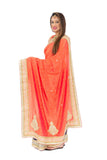 Lovely Orange and Blue Pre-Pleated Ready-Made Sari