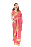 Embellished Pink Ready-Made Pre-Pleated Sari