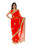 Alluring Orange Ready-Made Pre-Pleated Sari