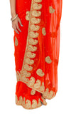 Alluring Orange Ready-Made Pre-Pleated Sari