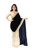 Celestial Navy & Gold Velvet Pre-Pleated Sari