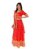 Enlighten Deep Orange And Red Lehenga- SNT11080