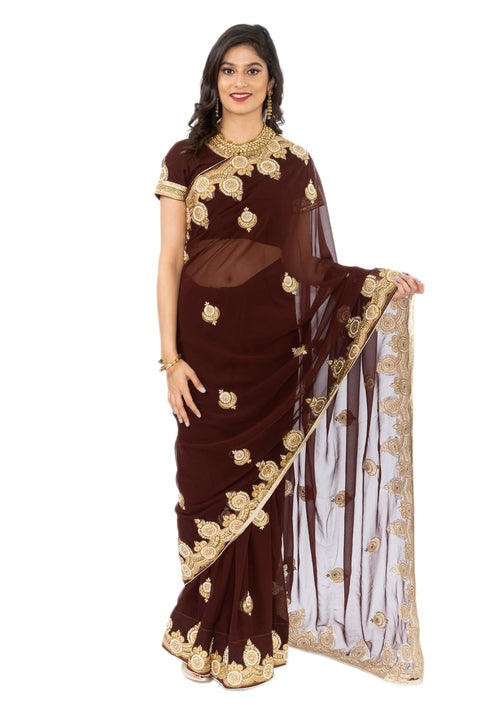 Caramel Gold Pre-Pleated Ready-Made Sari