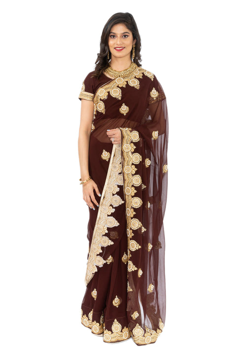 Caramel Gold Pre-Pleated Ready-Made Sari