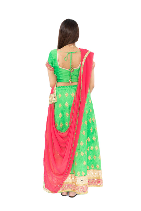 Vibrant Green and Red Lehenga-SNT11082