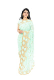 Pastel Green Pre-Pleated Ready-Made Sari-SNT10081