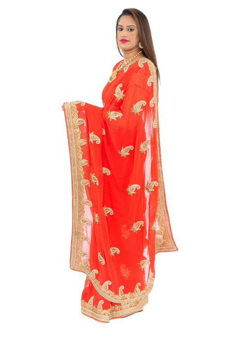 Flawless Apricot Pre-Pleated Ready-Made Sari