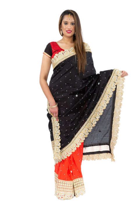 Sparkling Endless Galaxy Pre-Pleated Sari