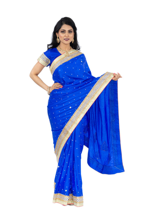 Kashmira Royal Blue Pre-Pleated Indian Wedding Sari