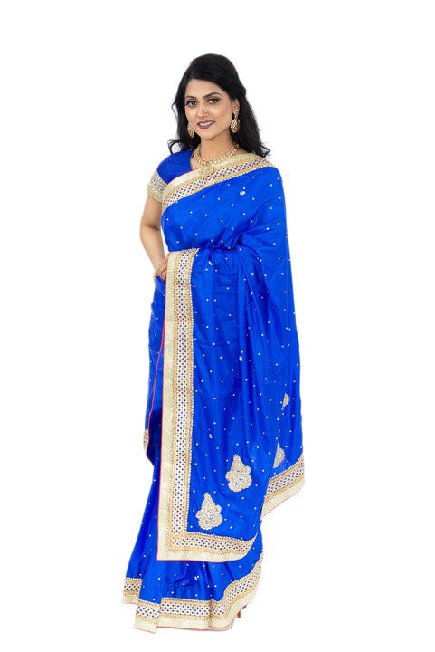 Kashmira Royal Blue Pre-Pleated Indian Wedding Sari
