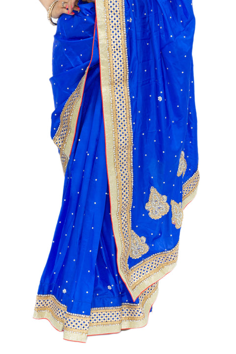 Kashmira Royal Blue Pre-Pleated Indian Wedding Sari