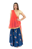 Charming Floris Blue and Orange Lehenga- SNT11079