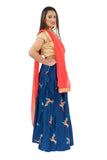 Charming Floris Blue and Orange Lehenga- SNT11079