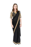 Sophia Black and Gold Pre-Pleated Readymade Sari