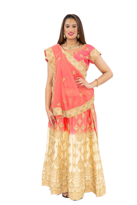 Exquisite Pink And Gold Lehenga -SNT11078