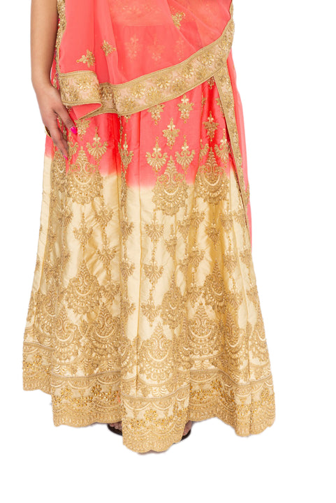 Exquisite Pink And Gold Lehenga -SNT11078
