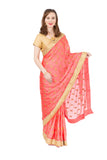 Passionate Peach Pre-Pleated Party Wear Sari