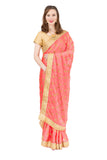 Passionate Peach Pre-Pleated Party Wear Sari