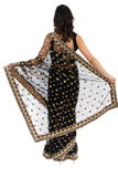 Sheer Black and Gold Pre-Pleated Ready-Made Sari