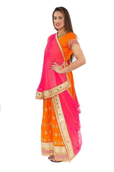 Plush Orange and Pink Lehenga -SNT11075