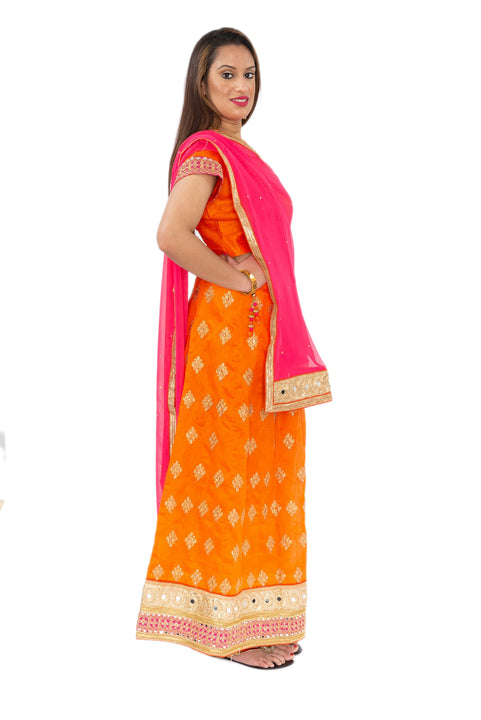 Plush Orange and Pink Lehenga -SNT11075