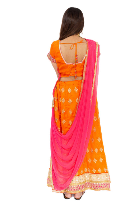 Plush Orange and Pink Lehenga -SNT11075