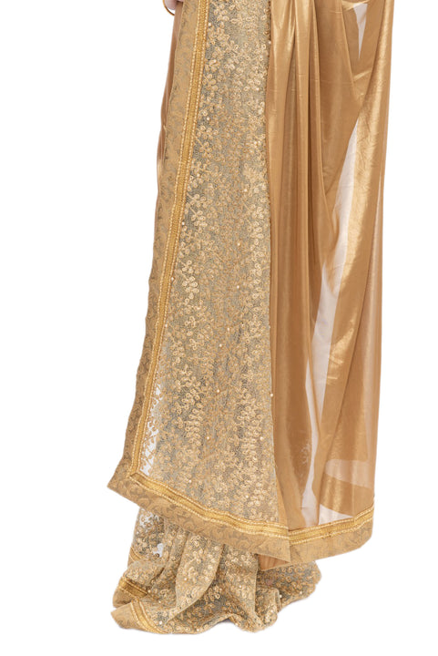 Royal Look Gold Pre-Pleated Ready-Made Sari
