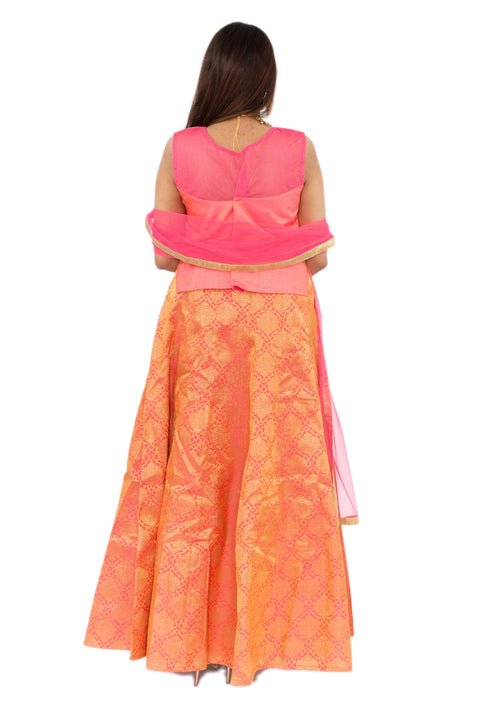 Pink and Orange Lehenga with long top