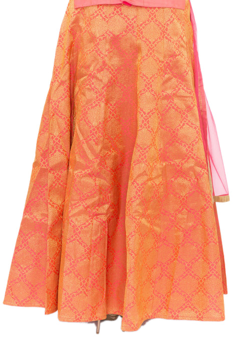 Pink and Orange Lehenga with long top