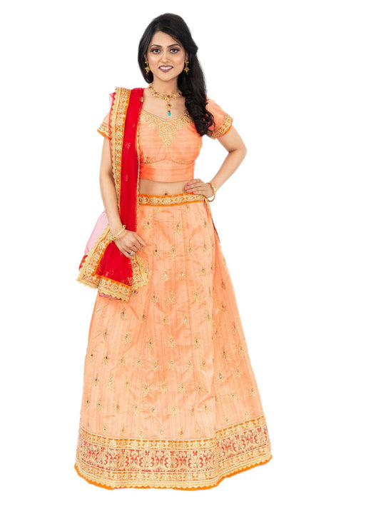 Majestic Peach and Red Gorgeous Lehenga -SNT11029