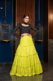 Unique Black and Yellow Lehenga- SNT11007