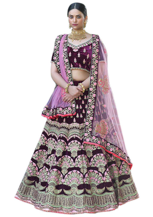 Extravagant Royal Purple Embroidered Lehenga- SNT11010