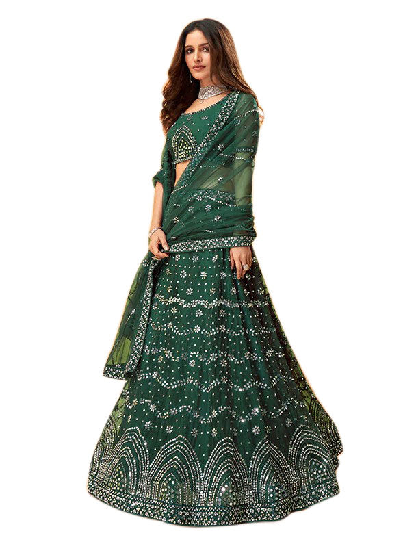Captivating Forest Green Party Lehenga- SNT11022