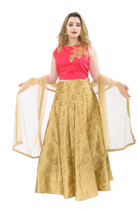 Regal Pink & Gold Lightweight Lehenga-SNT11101