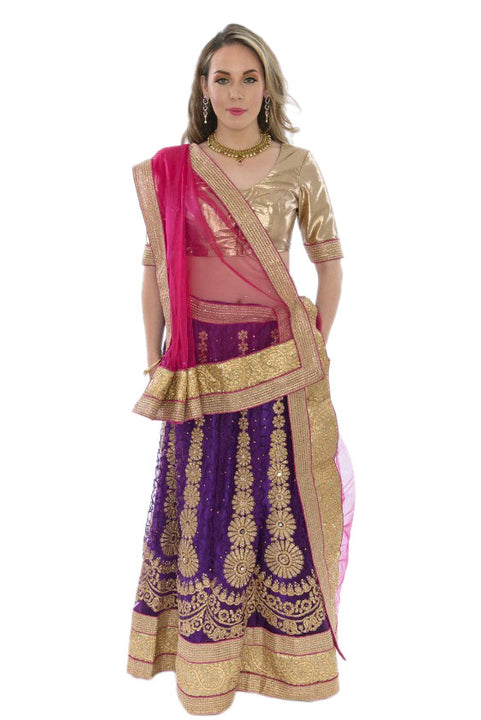 Magnificent Purple And Gold Lehenga-SNT11104