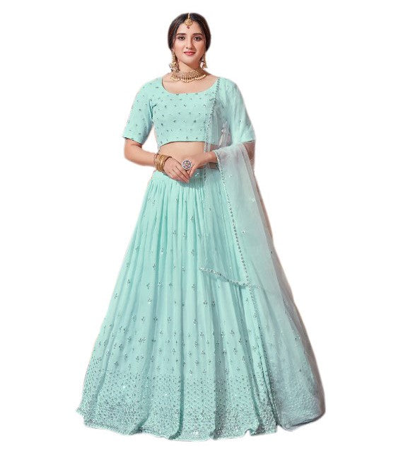 Gorgeous Dainty Tiffany Blue Lehenga- SNT11006 Saris and Things Gorgeous Dainty Tiffany Blue Lehenga- SNT11006 Saris and Things
