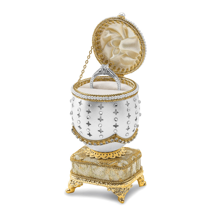 Lux by Jere Authentic Duck Egg "Golden Aura" Crystal Musical Ring Holder Box