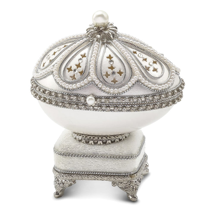 Lux by Jere Authentic Goose Egg "Scalloped Glitz" Crystal Musical Ring Box