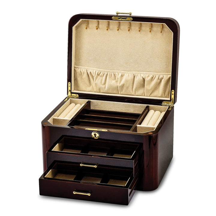 Burgundy Bubinga Wood Veneer w/2 Drawers Jewelry Box
