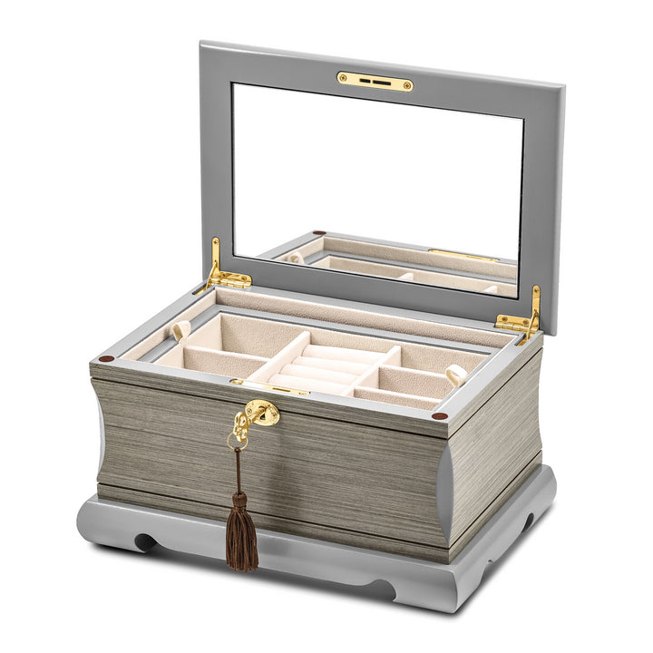 Lux by Jere Limited Edition Grey Veneer and Painted Finish Jewelry Box