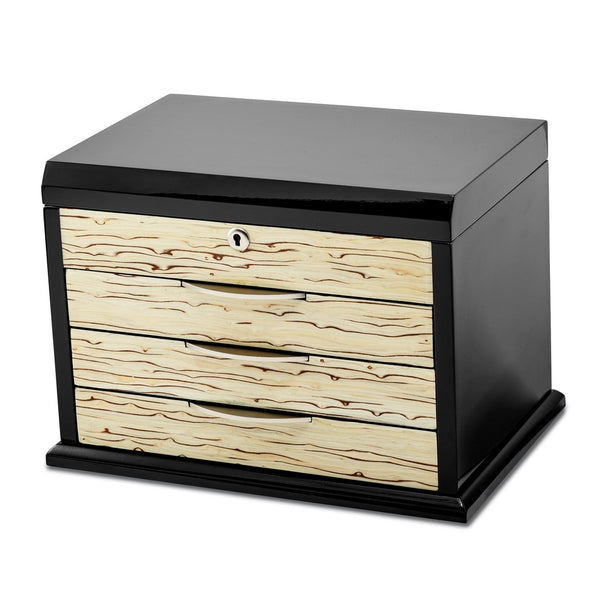 Black Oak Veneer w/Iced Maple Veneer Front Jewelry Chest