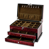 Lux by Jere Rosewood Veneer MOP Inlay 2-Drawer Cream Lining Jewelry Box