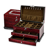 Lux by Jere Rosewood Veneer MOP Inlay 2-Drawer Cream Lining Jewelry Box