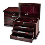 Lux by Jere Matte Finish Ebony Veneer 3-Drawer Musical Jewelry Box