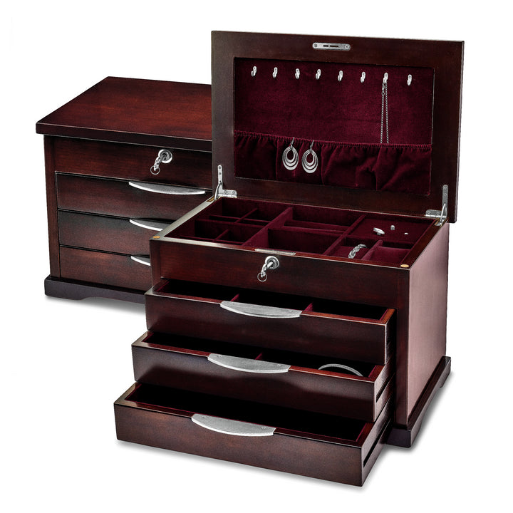 Lux by Jere Matte Finish Ebony Veneer 3-Drawer Musical Jewelry Box