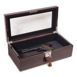 Ebony Wood Veneer High Gloss Finish Glass Window Multi Use Locking Box